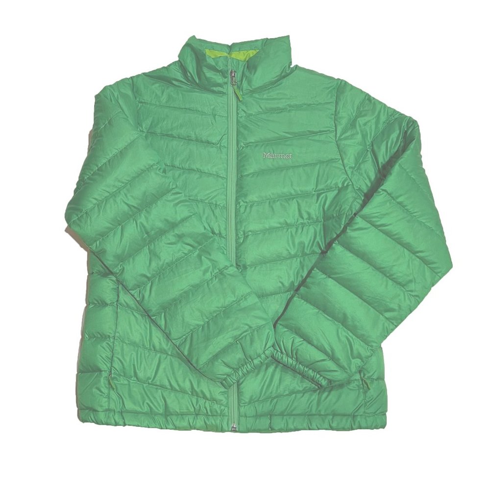 MARMOT 800 fill Down Hype Jacket Size Large Green EUC